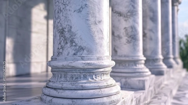 Fototapeta Marble columns, a hallmark of ancient Greek architecture, embody enduring elegance.