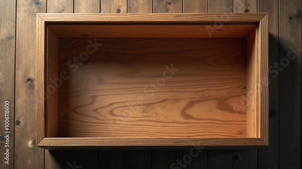 Fototapeta open empty wooden box top view