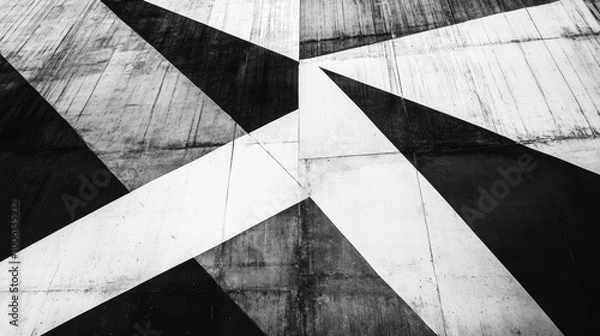 Obraz Sharp, angular lines in black and white forming a minimalistic, geometric abstract composition with high contrast.