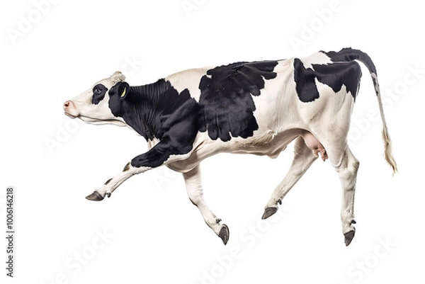 Fototapeta a cow running with a white background