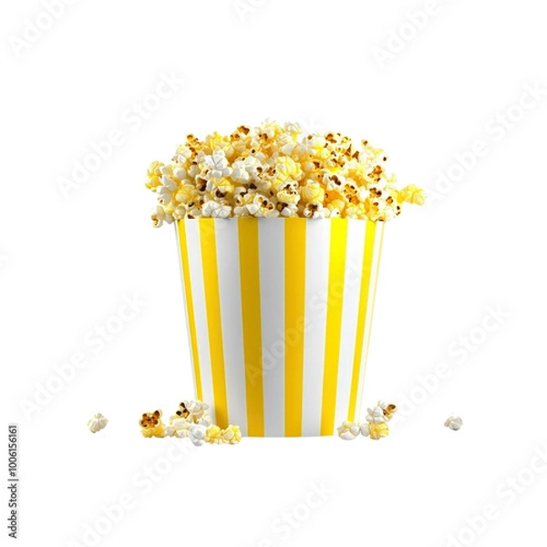 Fototapeta Popcorn in a Yellow and White Striped Bucket