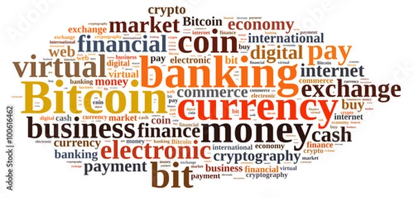 Fototapeta Word cloud relating to Bitcoin.