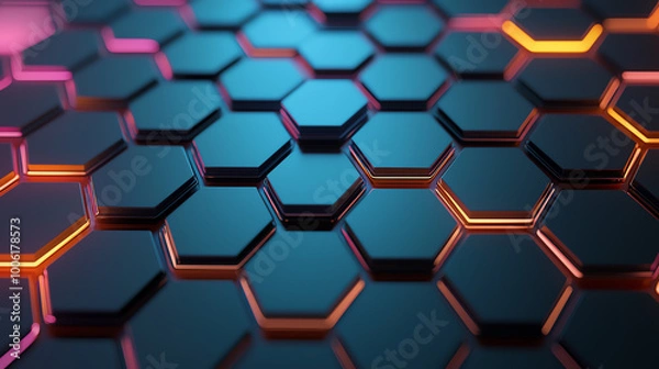Fototapeta Colorful hexagonal pattern with a modern futuristic design