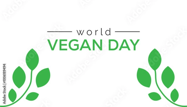 Fototapeta World Vegan Day is observed every year on November. Food and Drink Awareness concept. background, placard, banner template Vector illustration design.