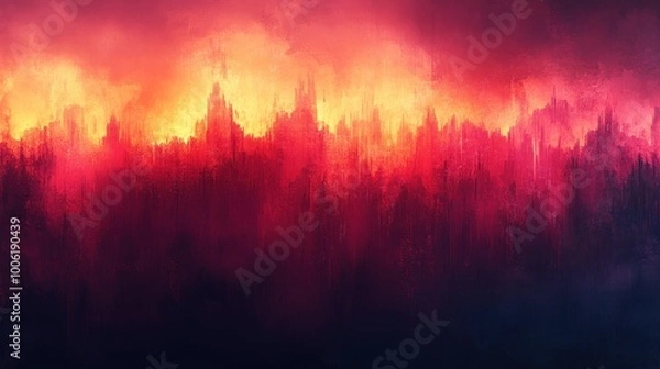 Fototapeta Cityscape in Red and Orange Hues