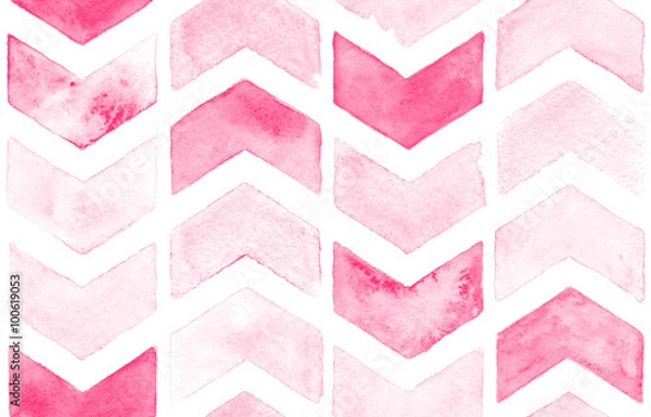 Obraz Pink chevron with white background. Watercolor seamless pattern for fabric