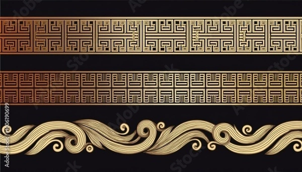 Obraz Meander and wave. Ancient Greek borders. Set of ornaments