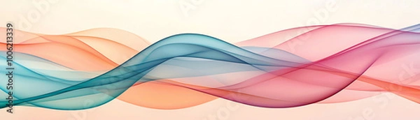 Fototapeta Colorful wave pattern on a soft background, abstract design.