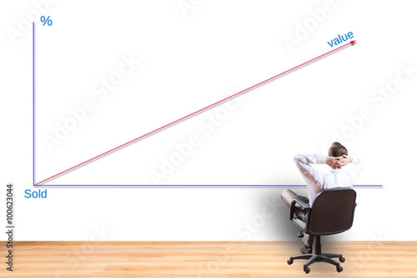 Fototapeta career, value, diagram 
/ Happy manager with the results of from the sale
