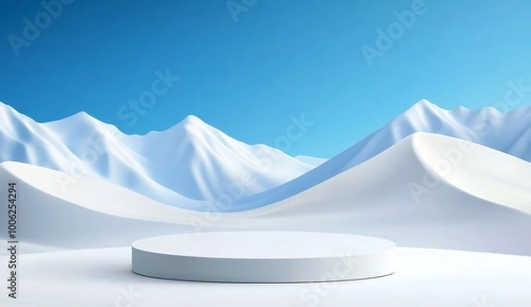 Fototapeta Minimalist Stage Design with Clear Circle on White Platform