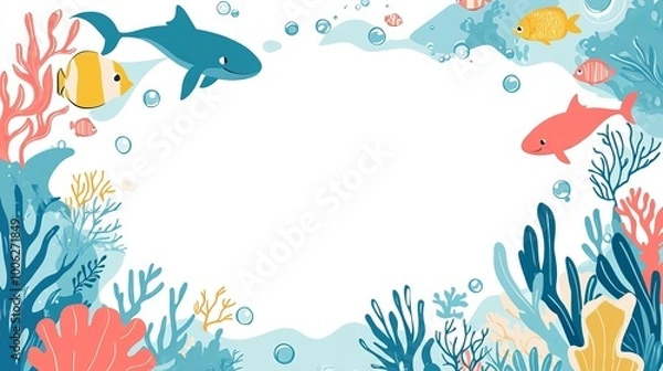 Fototapeta Underwater concept invitation template