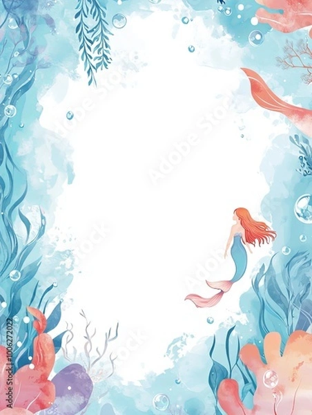 Fototapeta Underwater concept invitation template