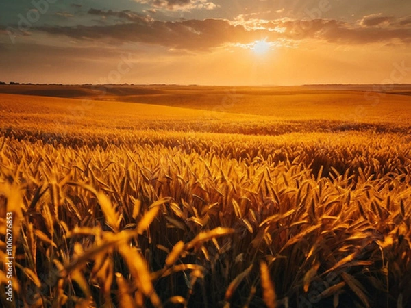 Obraz wheat field at sunset