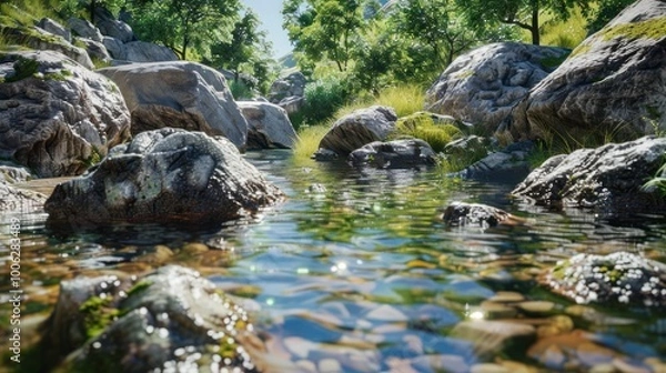 Obraz Tranquil Stream Through the Forest