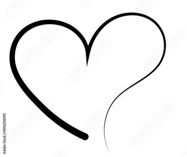 Fototapeta Hand drawn Doodle hearts sketch. Various different hand drawn heart icon love collection isolated on Transparent background. black heart symbol for Valentines Day. vector illustration