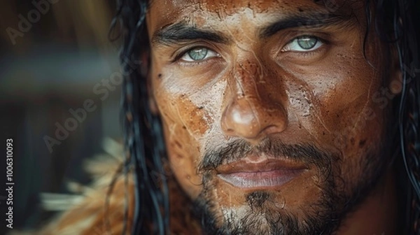 Fototapeta International Day of the World's Indigenous Peoples. Maori people against the backdrop of New Zealand's beautiful natural surroundings