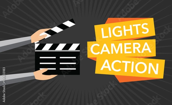 Obraz cinema lights camera action flat vector