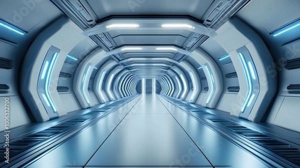 Obraz 3d illustration - clean futuristic alien scifi fantasy hangar tunnel corridor. 