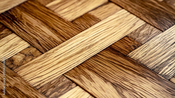 Obraz Intricate Oak Parquet Flooring with Geometric Design