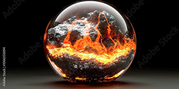 Fototapeta A glass ball with a lava flow inside of it