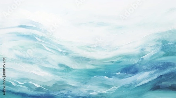 Fototapeta Abstract Ocean Waves Texture. Serene Aqua Blue and White Fluid Art Background