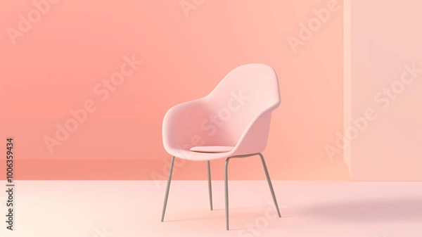 Obraz Pink chair on a pink background. Minimalistic design. 3D rendering. Generative AI