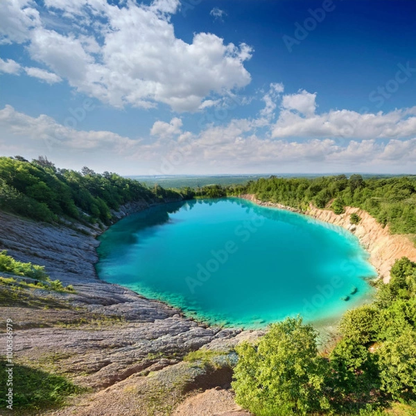 Fototapeta 에메랄드 호수에 드문드문 보이는 블루홀, 아름다운 자연2