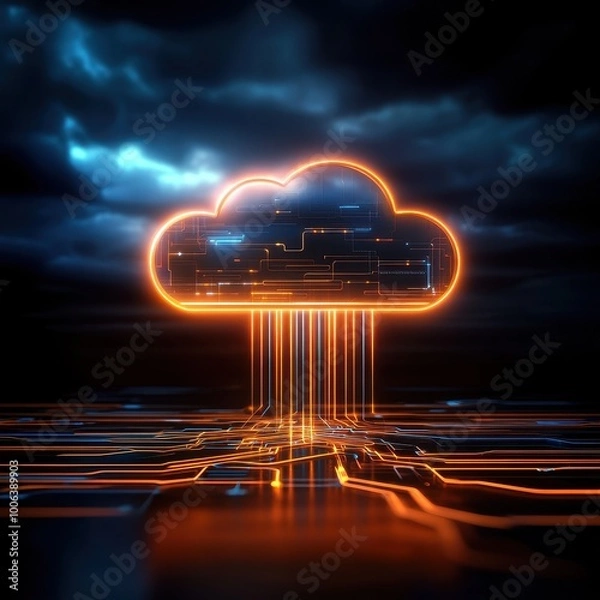 Fototapeta Digital cloud computing network illustration