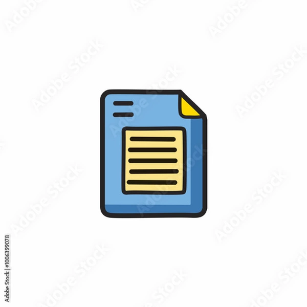 Fototapeta Document icon in flat style. File vector illustration on white isolated background. Paper business concept.