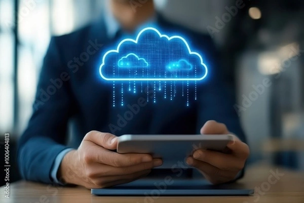 Obraz Modern cloud computing concept, digital interface