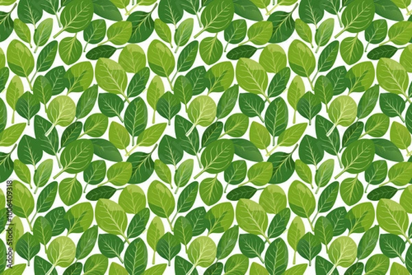 Obraz Seamless pattern with green spinach vegetable leaves. Vector illustration.