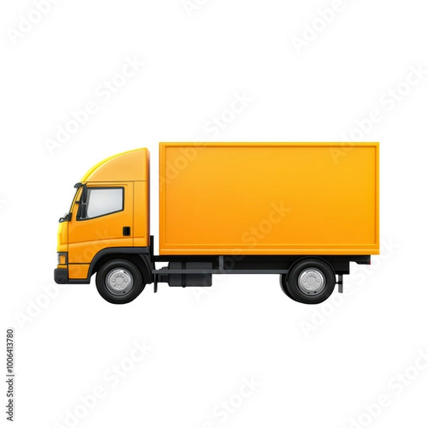 Fototapeta Bright orange delivery truck side view illustration