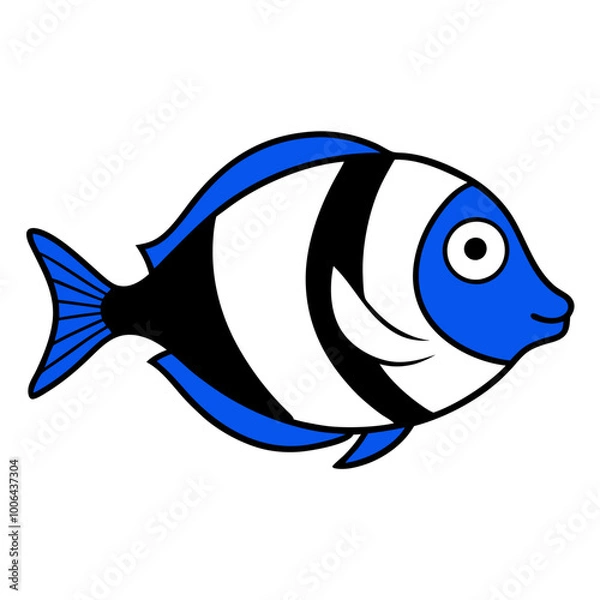 Fototapeta Beautiful Vector Illustration of a Blue Tang Swimming Elegantly in Serene Ocean Depths





