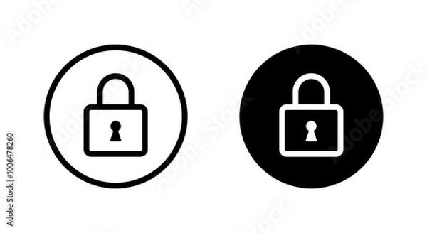 Fototapeta Padlock, lock line icon on black circle