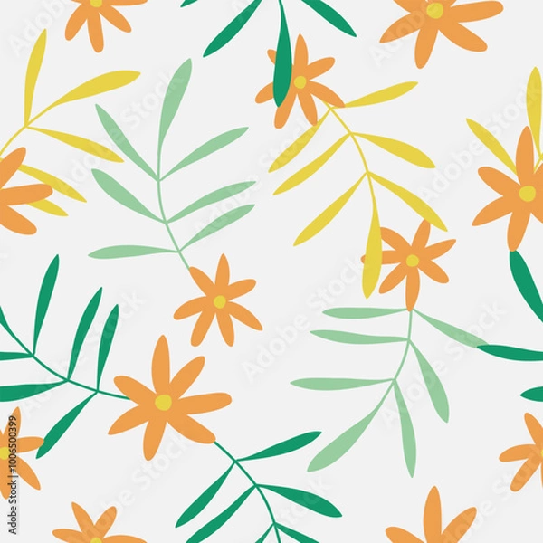 Fototapeta Seamless tropical floral pattern background vector