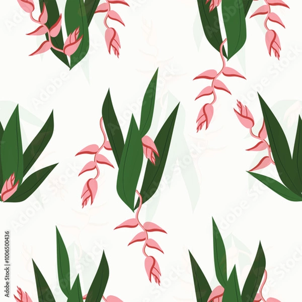 Fototapeta Seamless tropical floral pattern background