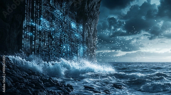 Fototapeta Digital Code Sea Storm Landscape