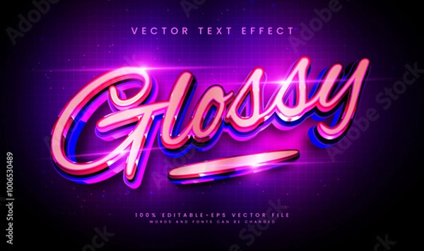 Fototapeta Elegant glossy editable vector text effect, with modern pink and purple combination