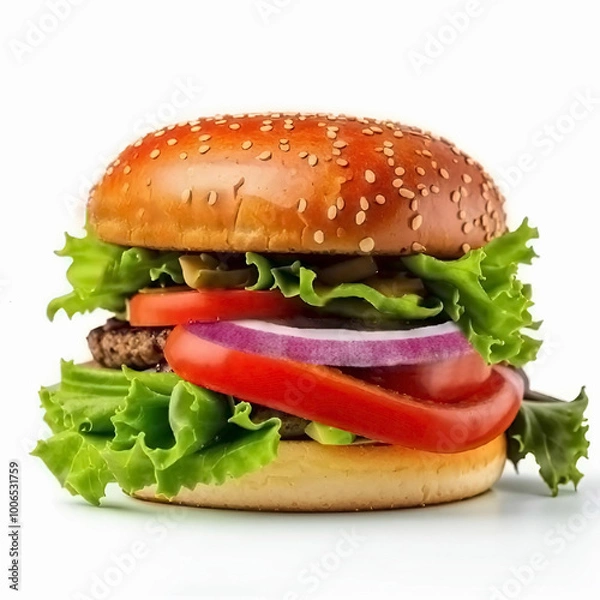 Obraz humburger on white backgrownd