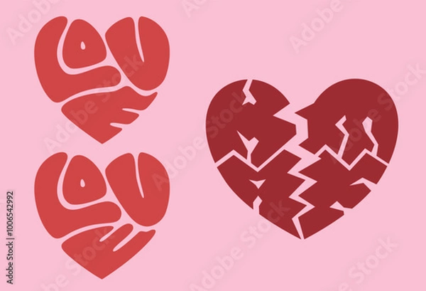 Fototapeta Calligram of words Love and Hate in a heart shape
