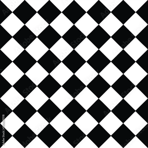 Fototapeta black and white pattern chess pattern  board seamless geometric illustration