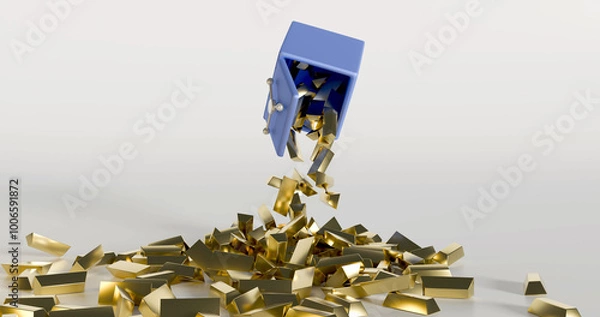 Obraz A safe expulsing gold bars