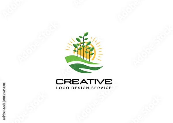 Obraz Farm Fields, eco Logo Template or Argo Fields Logo