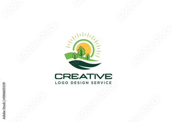Obraz Farm Fields, eco Logo Template or Argo Fields Logo