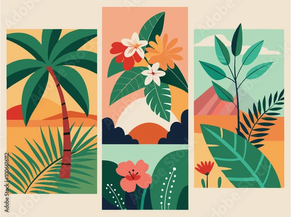Obraz Tropical Leaf set vector illustration