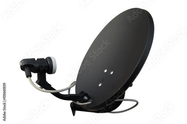 Obraz Isolated Black satellite on white background