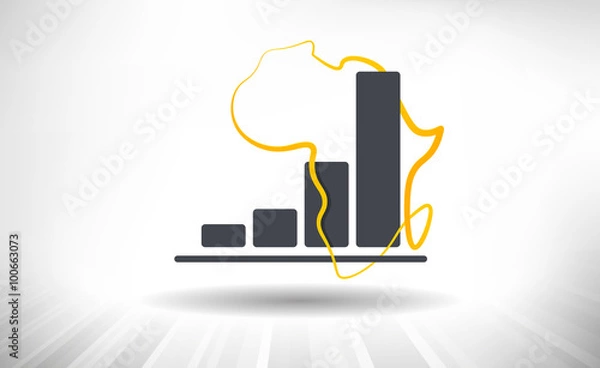 Fototapeta African Growth. Concept of growing graph with drawn contour of Africa