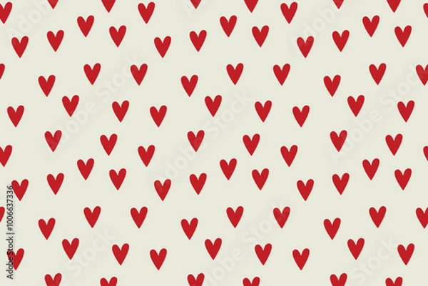 Fototapeta Seamless Red heart pattern and background vector illustration. Valentines day and Love Template for Graphic Print, Textile, Romantic Gift wrapping paper, Wallpaper. Wedding Theme Textile, Banner