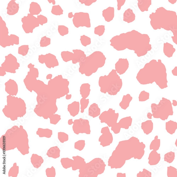 Fototapeta Seamless Pink polka dot pattern. Playful and versatile vector Background of scattering of hand drawn Abstract Spots in variety of soft color. Template For Textile, Wallpaper, Fabric, Wrapping Paper