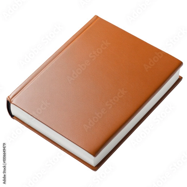 Obraz A closed brown book on a white isolated background. Transparent background.
